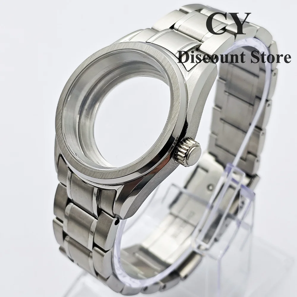NH35 Case 38mm Silver Sapphire Crystal Watch Case Fit NH34 NH35 ETA2824 2836 Miyota82 DG Movement Watch Accessories Parts