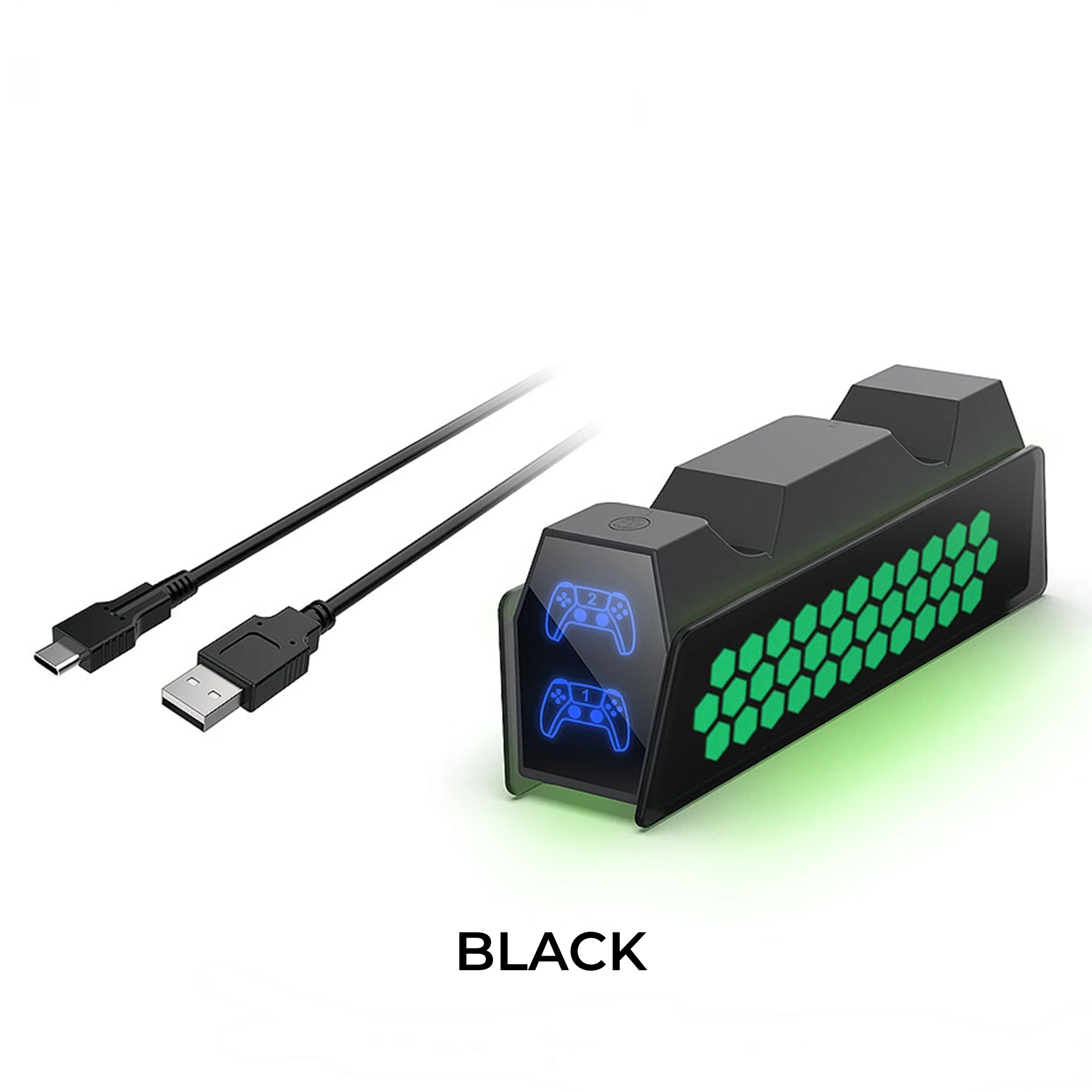 Dubbele controller-oplaaddock met RGB-verlichting voor PS5 & Elite draadloze controller LED-indicator voor PS5 gamepad accessoire