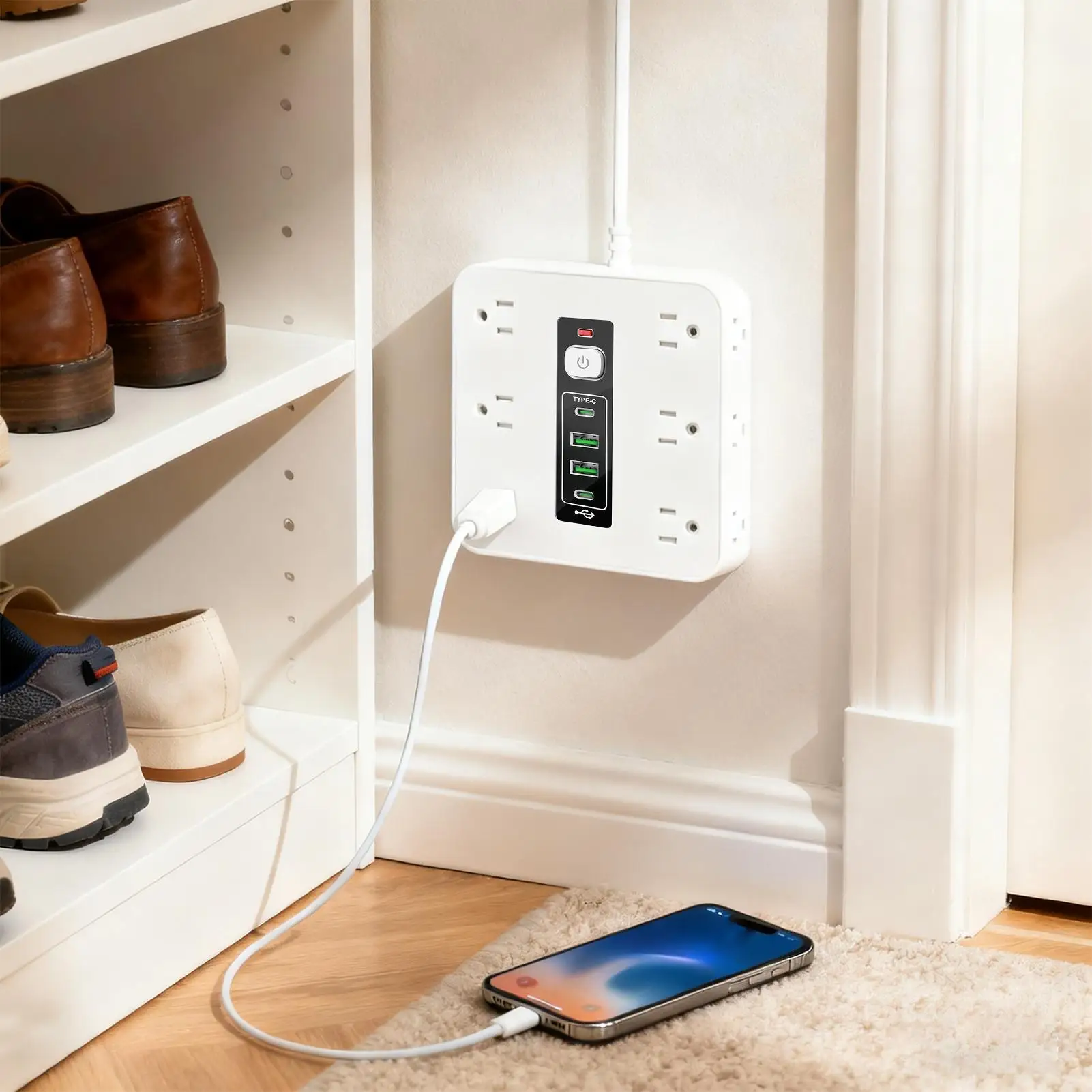 

Outlet Strip Electricity Equipment Outlet Strip With Surge Protection For Desk Home Dorm Kitchen Wall Living Room Behind Couch