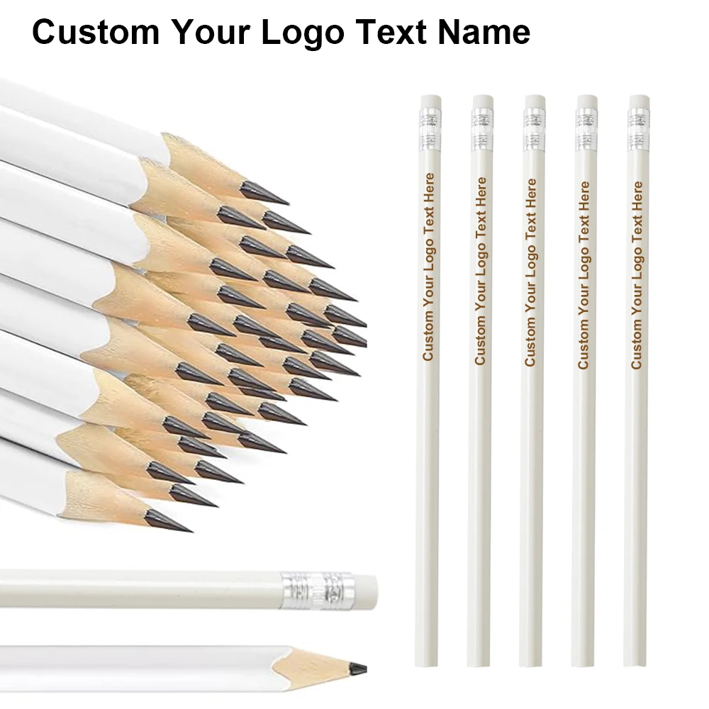 Custom Logo Pencils Personalized Pencils Customizable Name Text Pencil Back To School Supplies Gifts For Wedding Baby Shower