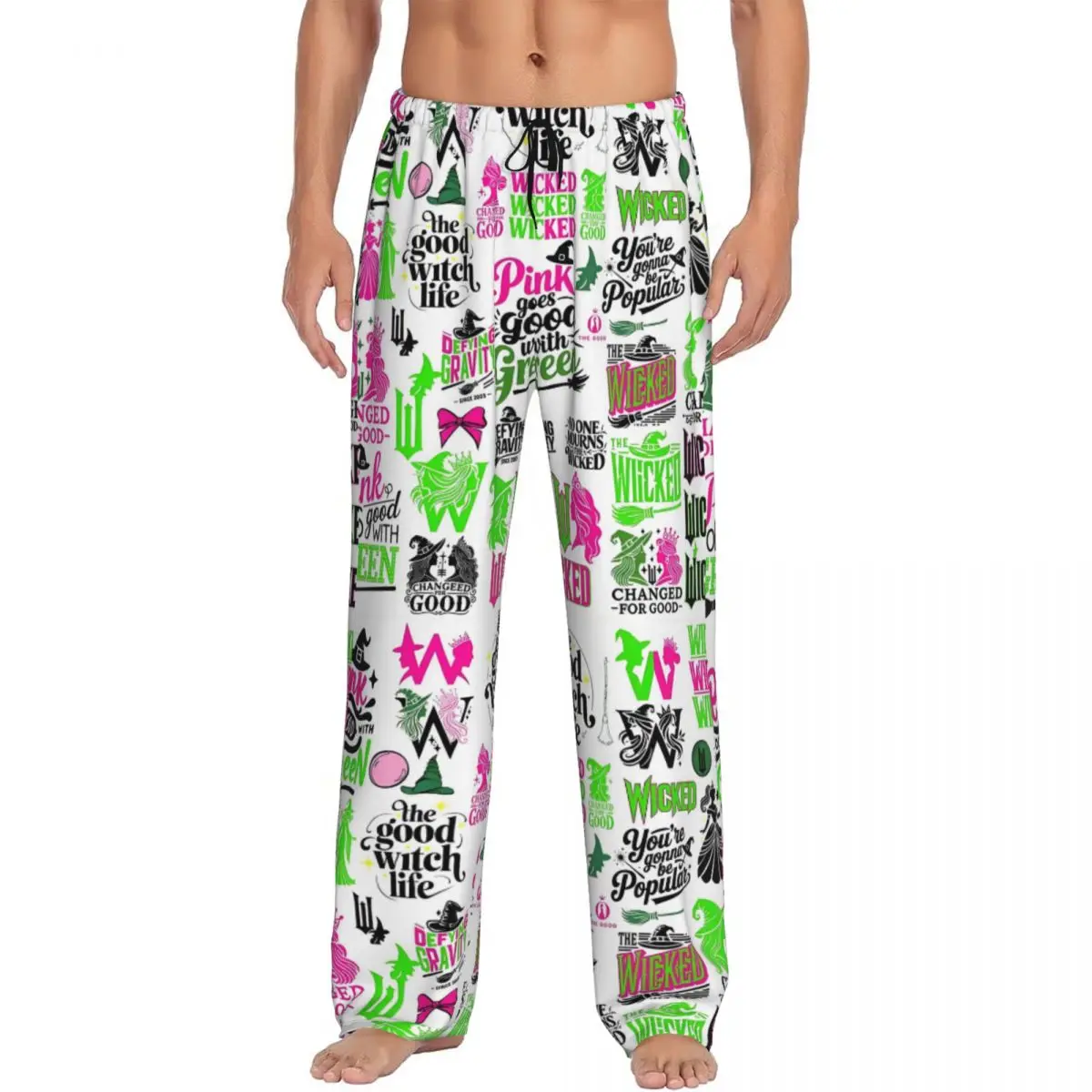 

Мужские пижамные штаны Custom Wicked с эластичным поясом, с карманами, для сна и отдыха, с мотивами из фильмов и музыки