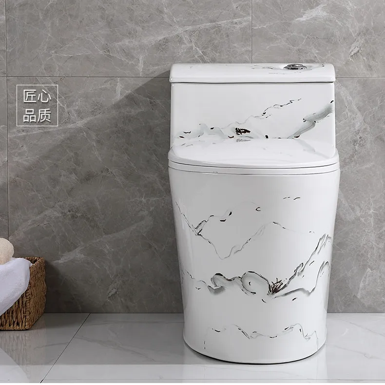 Toilette in ceramica con motivo in marmo, super swirl, per la casa, personalità creativa, dipinta a mano, ad alta temperatura