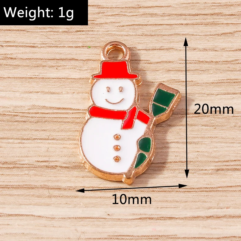 10 Stück Niedliche Emaille-Weihnachtsanhänger mit Schneemann, Weihnachtsmann und Baum für Schmuckherstellung, Ohrringe, Halsketten, DIY-Bastelbedarf – Detail 15