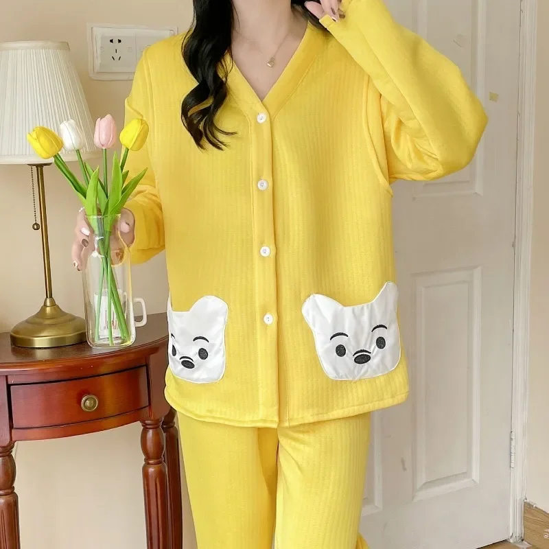 Thick Air Cotton Nightdress Maternity Clothing for Sleepwear Pajamas Breastfeeding 2024 New Autumn Winter Pyjamas