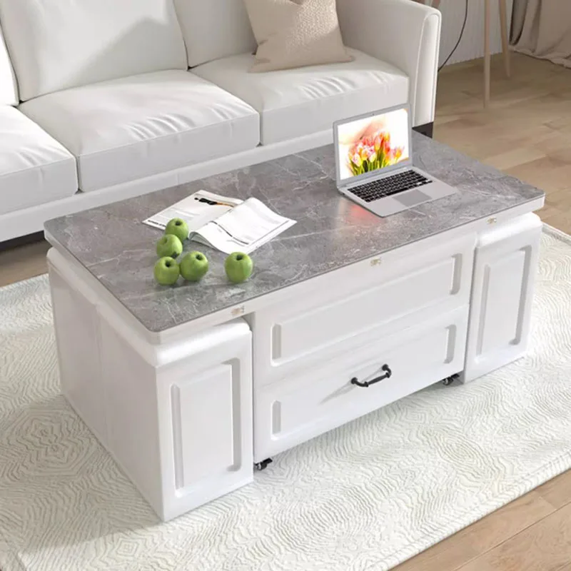 Square Clear Coffee Tables Storage Drawers Aesthetic Hotel Low Nordic Coffee Table Minimalist Floor Mesa Auxiliar Home Furniture