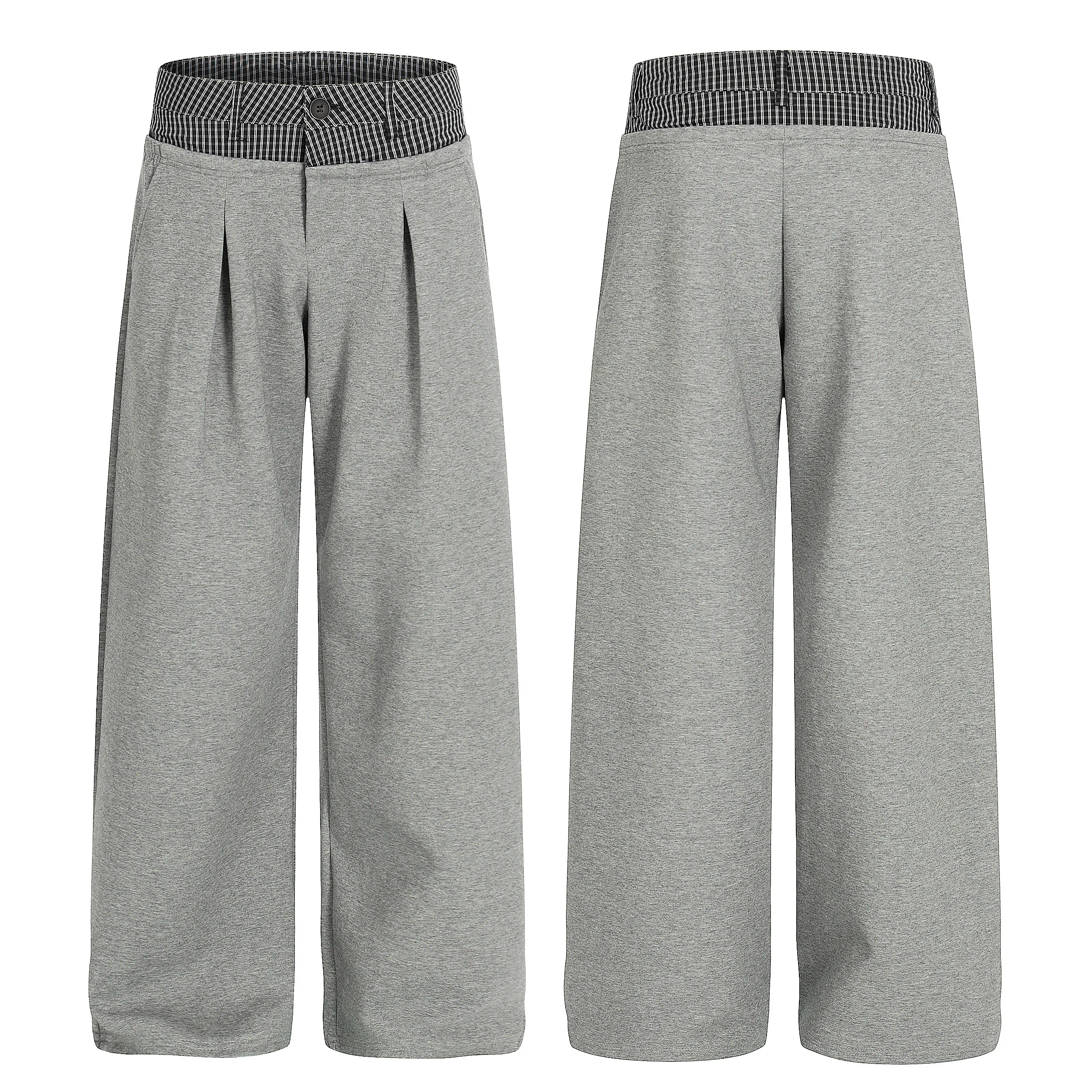 

C967 # 26SS Американские Ретро Клетчатые Лоскутные Свободные Прямые Спортивные Брюки Мужские Повседневные Брюки Удобная Дышащая Уличная Одежда