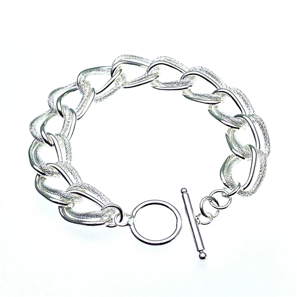Andara925 sterling silver bracelet fashion double ring bracelet women engagement jewelry gift