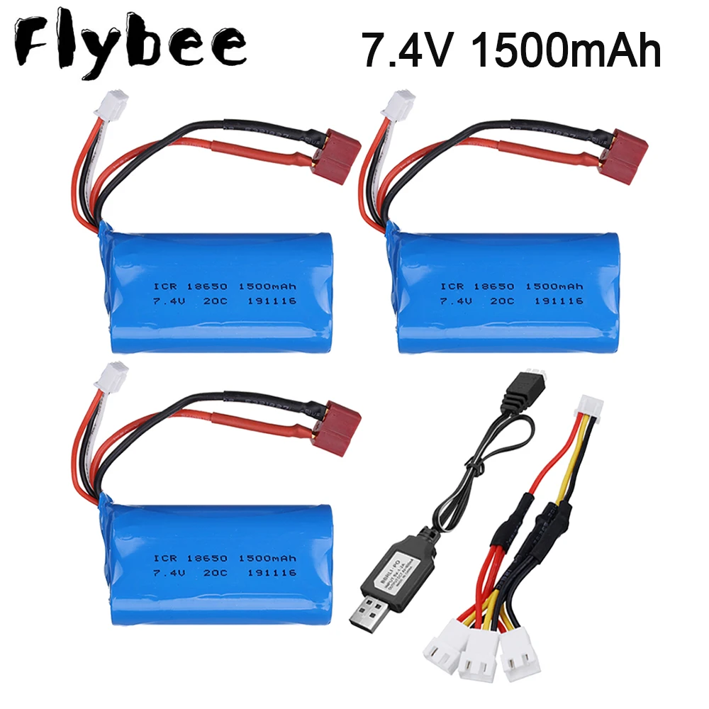 

7.4V 1500mah lipo Battery 18650 2S T Plug for Q46 Wltoys 12401 12428 12423 RC Car Spare Accessories 7.4V high capacity battery