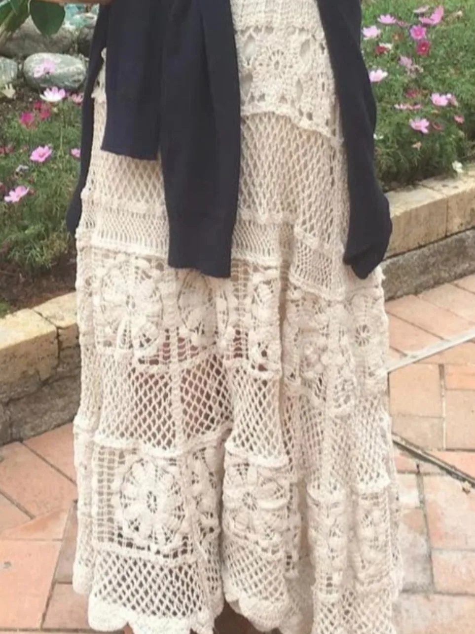 

Retro Ethnic Sle High Waist A-Line Long Skirt Women's Spring Summer New Hollow out Heavy Embroidery Lace f Body Skirt
