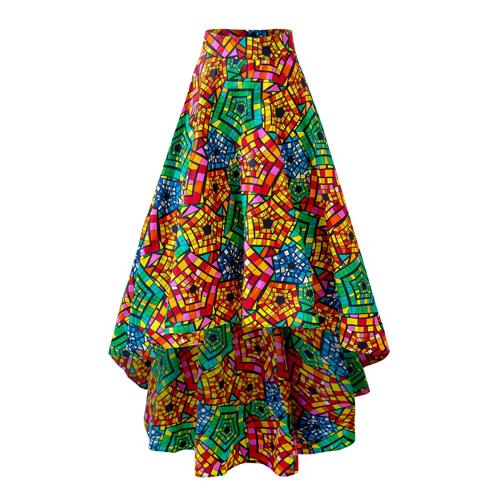 Fashion African skirt For Women Ankara Print Sewing High Waist Belt Skirt for Ladies