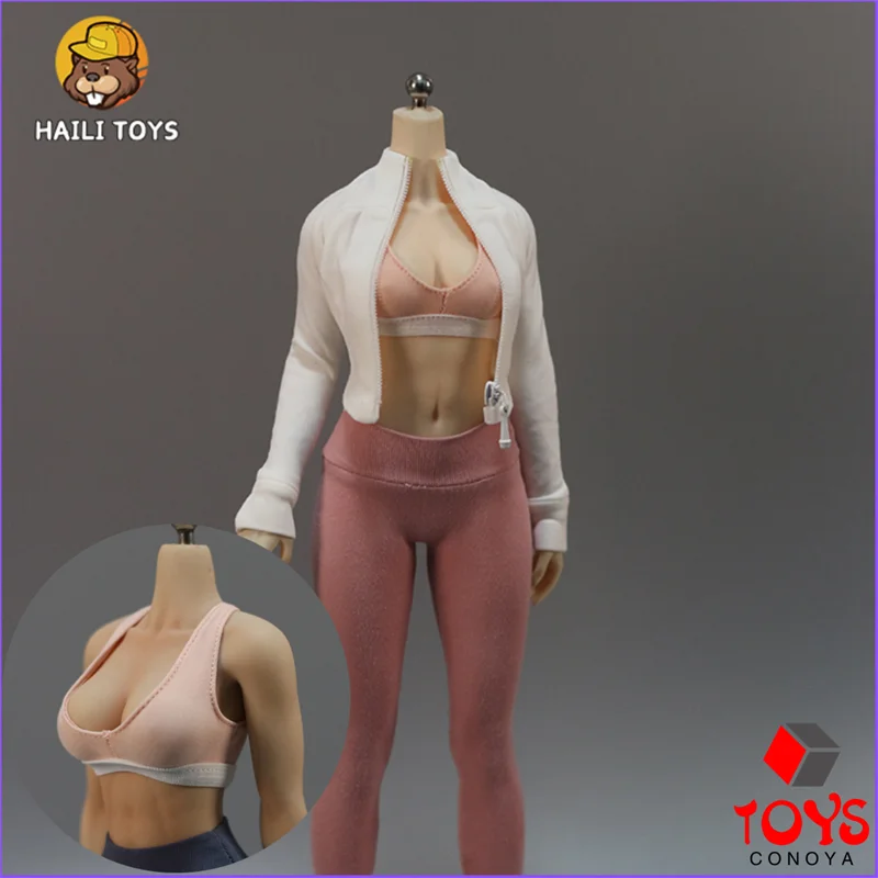 Haili brinquedos 1/6 escala feminino esportes yoga conjunto casaco calças colete meias roupas modelo caber 12 ''feminino soldado figura de ação corpo bonecas