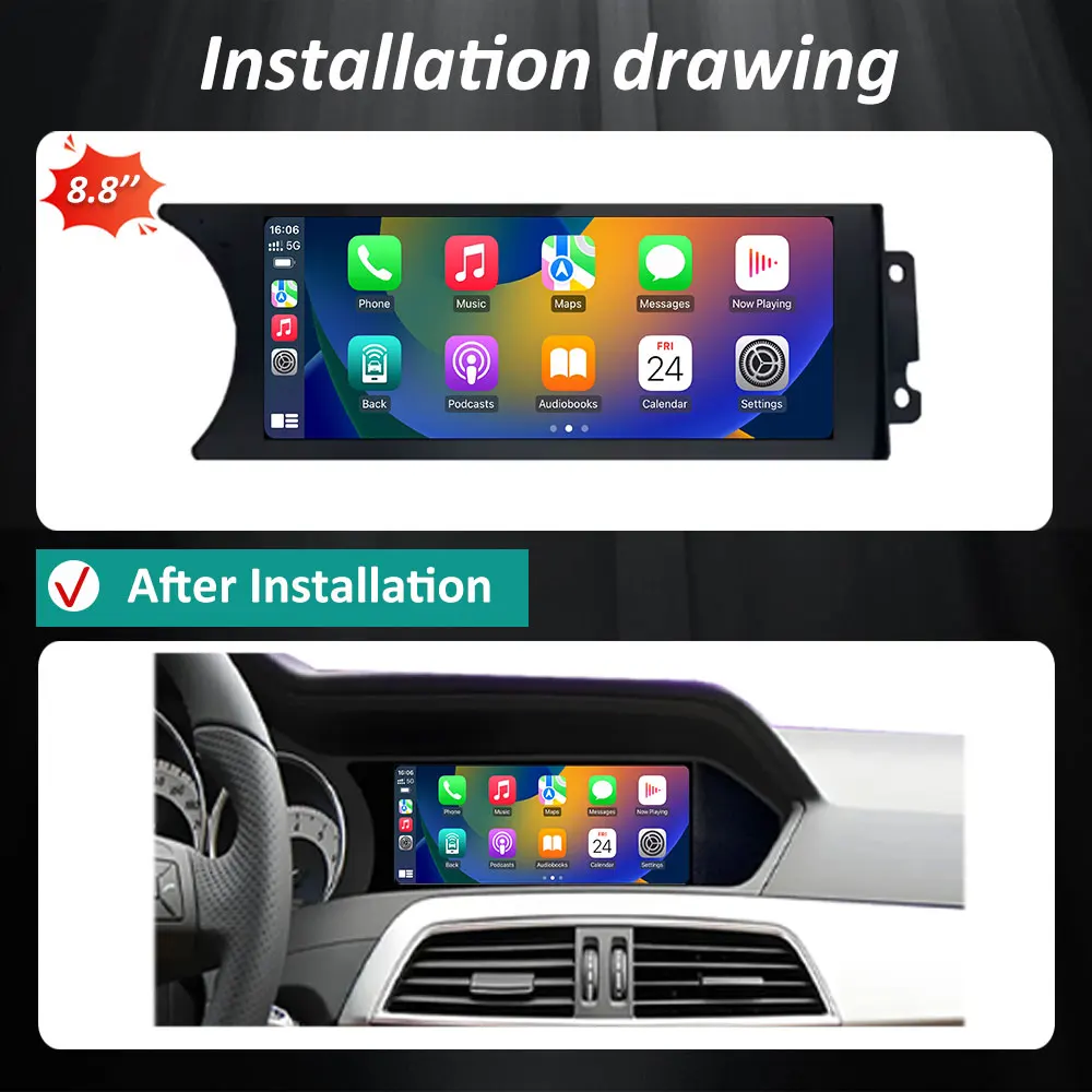 Android 16 Car GPS Navi Player 8.8" For Mercedes Benz C Class W204 S204 2011 - 2015 WIFI Carplay BT Google Car Multimedia Stereo view 6
