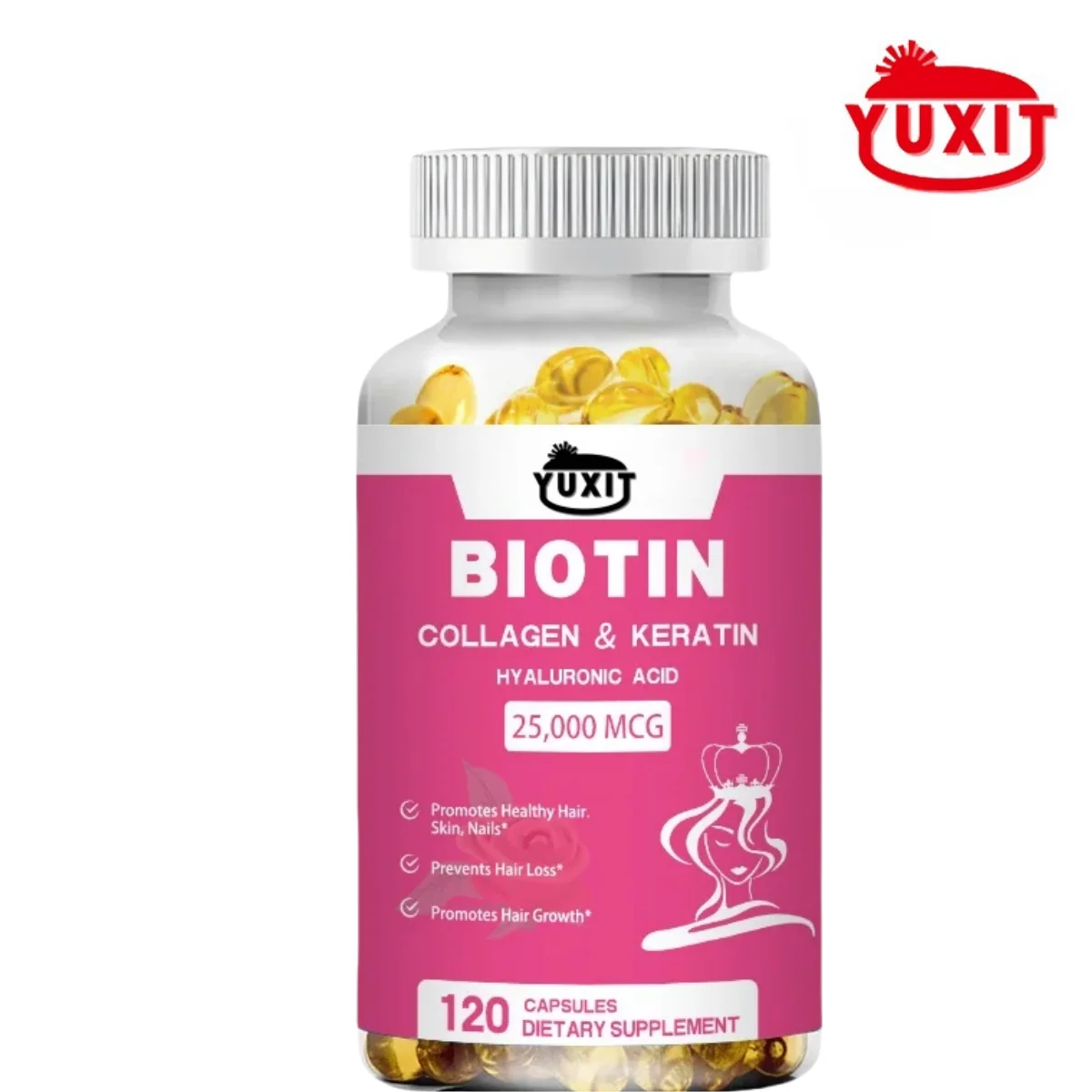 Proteína de súper colágeno, que contiene vitamina C y biotina, suplementos para la piel, el cabello y las uñas, que contiene antioxidantes, 120 cápsulas