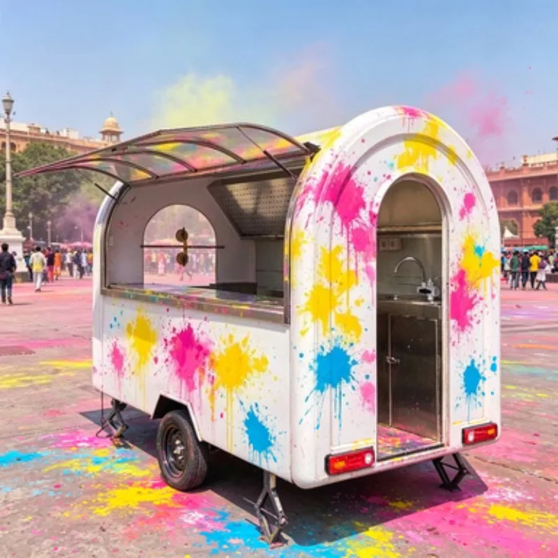 Multifunctional Food Trailer Towable for Hot Dog BBQ Ice Cream Coffee Fast Food Outdoor Commercial Use Steel CE Certified