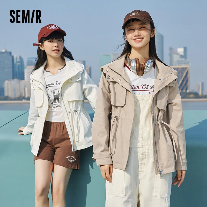 Semir Jacket Women Three-proof 2023 Spring New Designer Series All-over Printed Raglan Sleeve Jacket