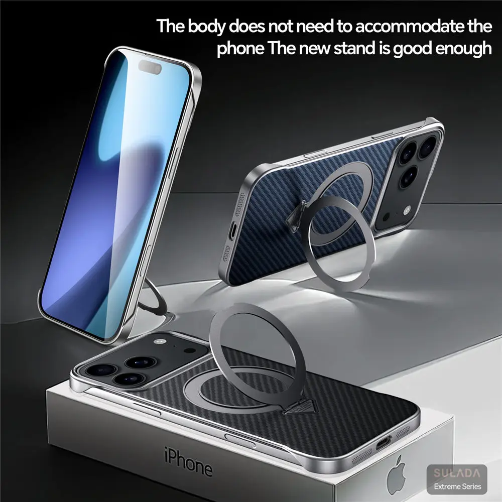 

Роскошный кожаный чехол с узором из арамидного волокна для iPhone 17 Pro Max 17 Air 17, чехол с кронштейном Magsafe