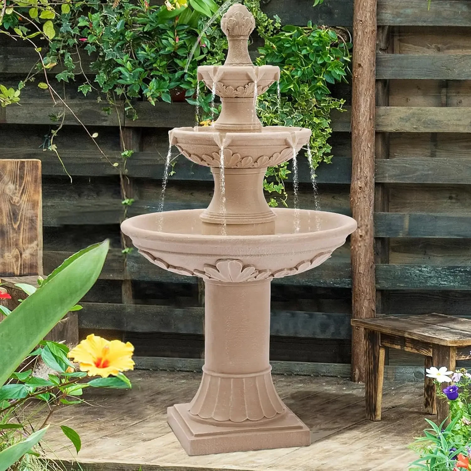 Pineapple Bubbler Italian Outdoor Floor Waterfall Fountain Tiered Garden Patio Home Decor
