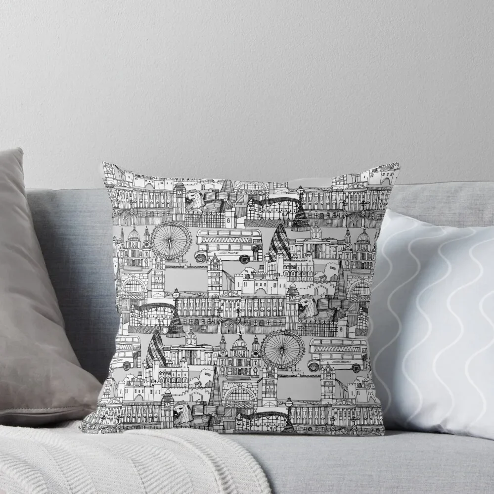 

London toile black white Throw Pillow Cushions For Sofa Sofa Cushions Cover Custom Cushion Couch Pillows