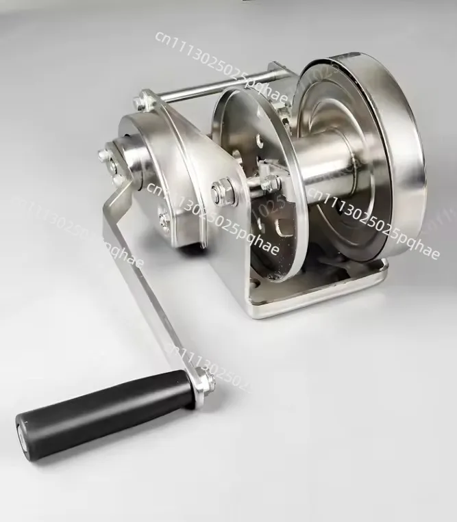 Stainless Steel Self-Locking Manual Hand Crank Winch, Heavy Duty Lifting Hoist Cable Hanger Tool 800LBS