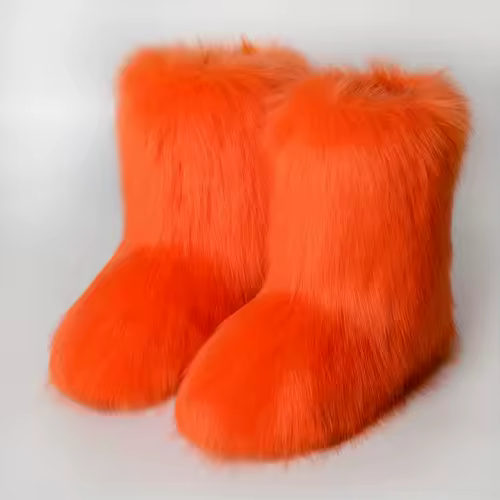 Women's Winter Snow Boots Outdoor Luxury Furry Faux Fox Fur Boots Woman Plush Warm Platform Shoes New Fashion Bottes Big Size 46 - Image 25