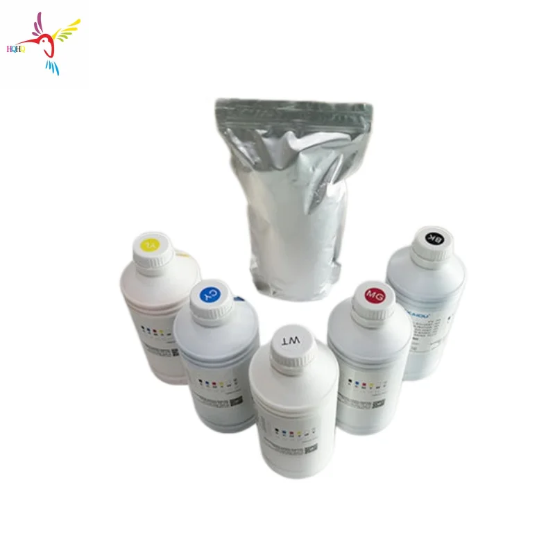 Premium DTF Ink and 1kg Powder Set for Desktop DTF Digital Transfer Printing Machine