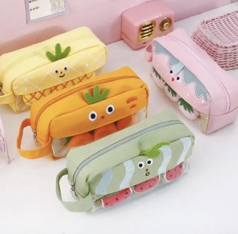 

Fruit and Vegetable Paradise Cartoon Plush Pen Bag Wind Pencil Box Junior High School Stationery Box