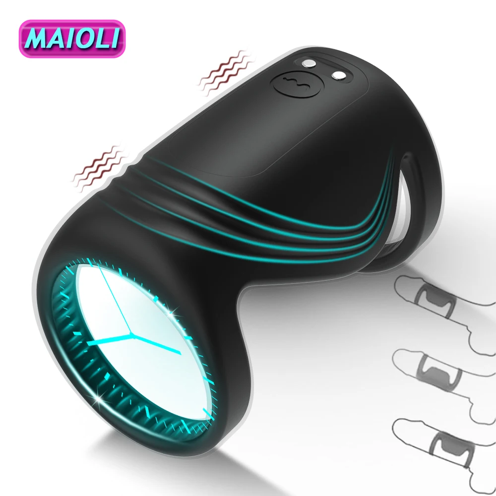 Wearable Penis Sleeve Cock Ring Vibrator Remote Control Vibrating Rings Penis Delay Trainer Stimulator Sexy Toys for Men Couples