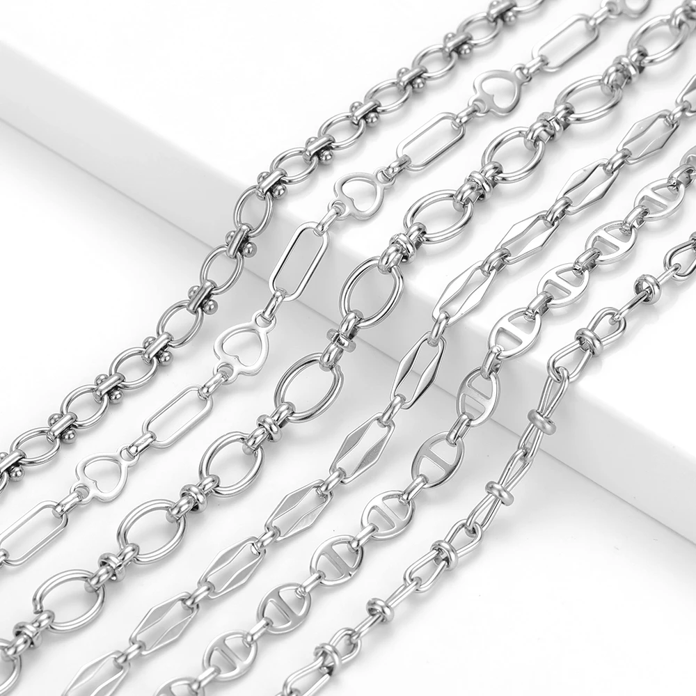 

1 Meter Stainless Steel Large Punk Metal Chains DIY Hip Hop Men Necklace Supplies Handmade Bracelet Jewelry Making Material Bulk