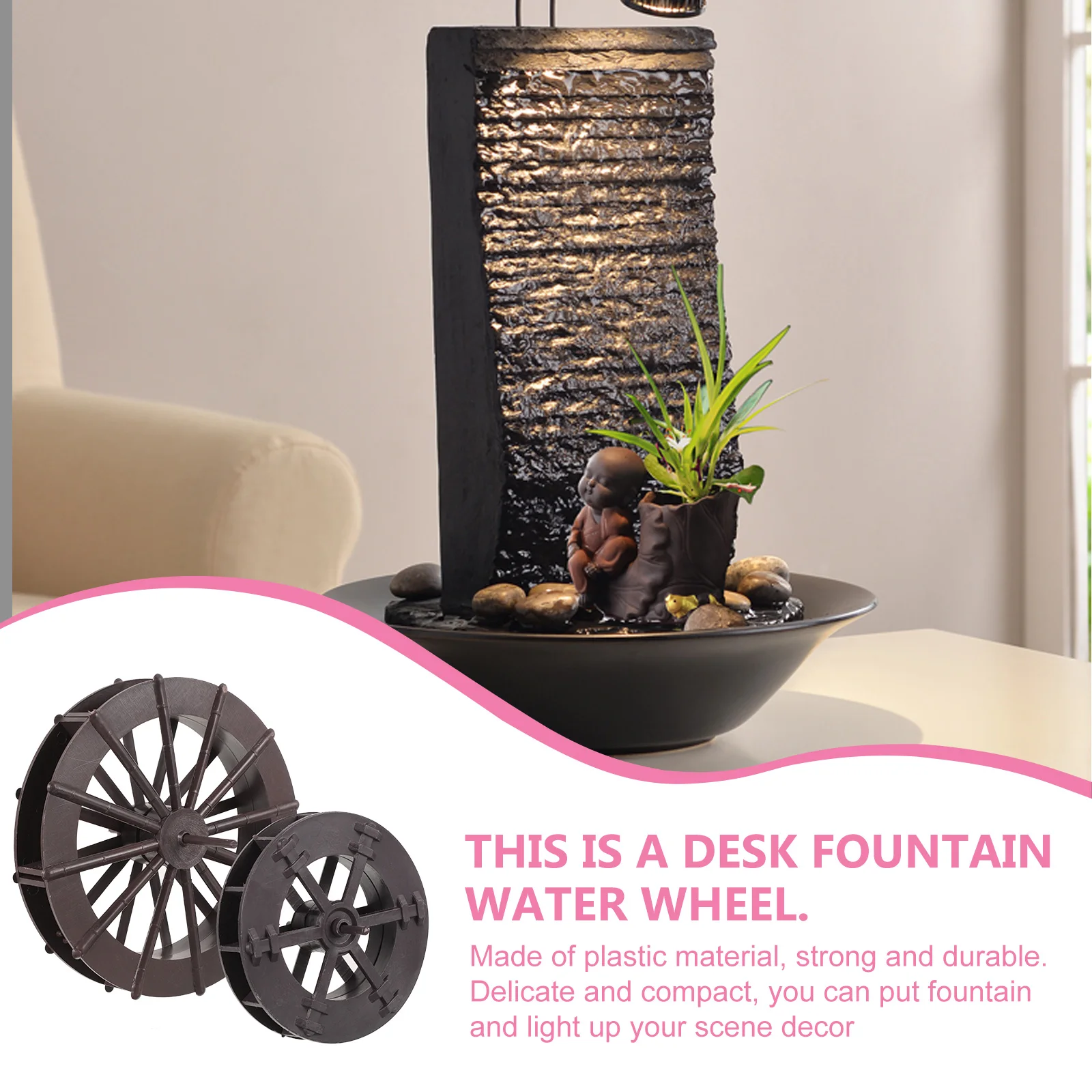 

2 Pcs Fountain Ornaments 15cm Plastic DIY Wheel Artificial Rockery Wheels Home Decor Fish Tank Garden Rockery Layout