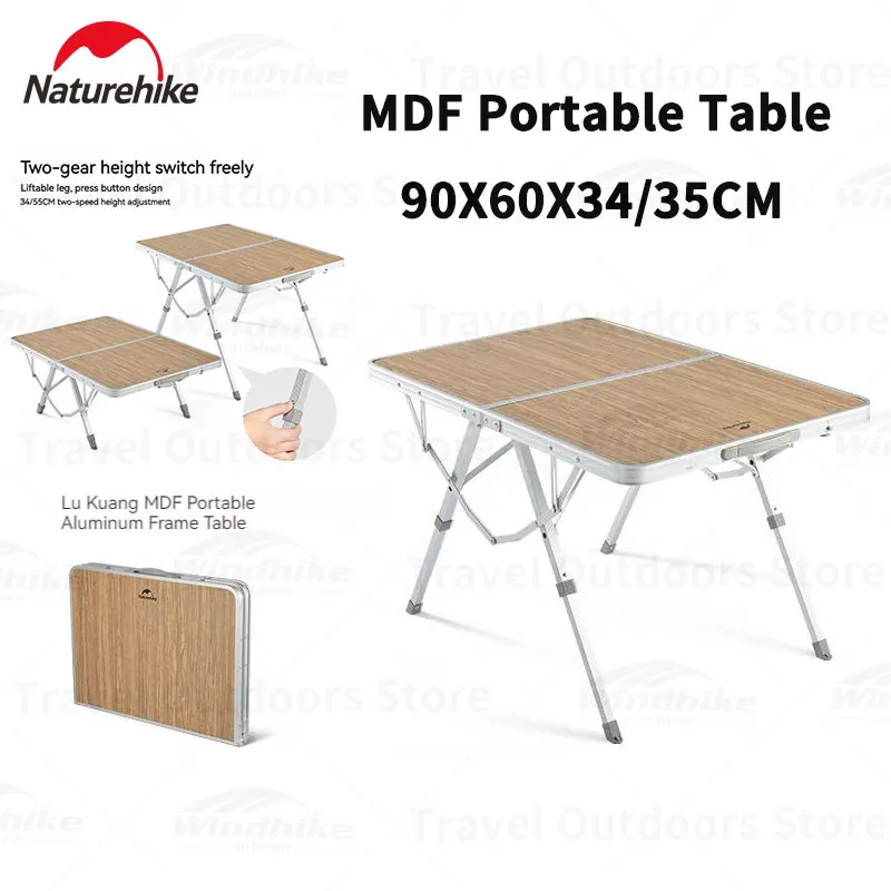 Naturehike-mesa plegable estilo maleta de MDF para exteriores, mesa portátil de apertura rápida para Picnic, barbacoa, marco de aluminio, rodamiento de 30kg, caja de mesa