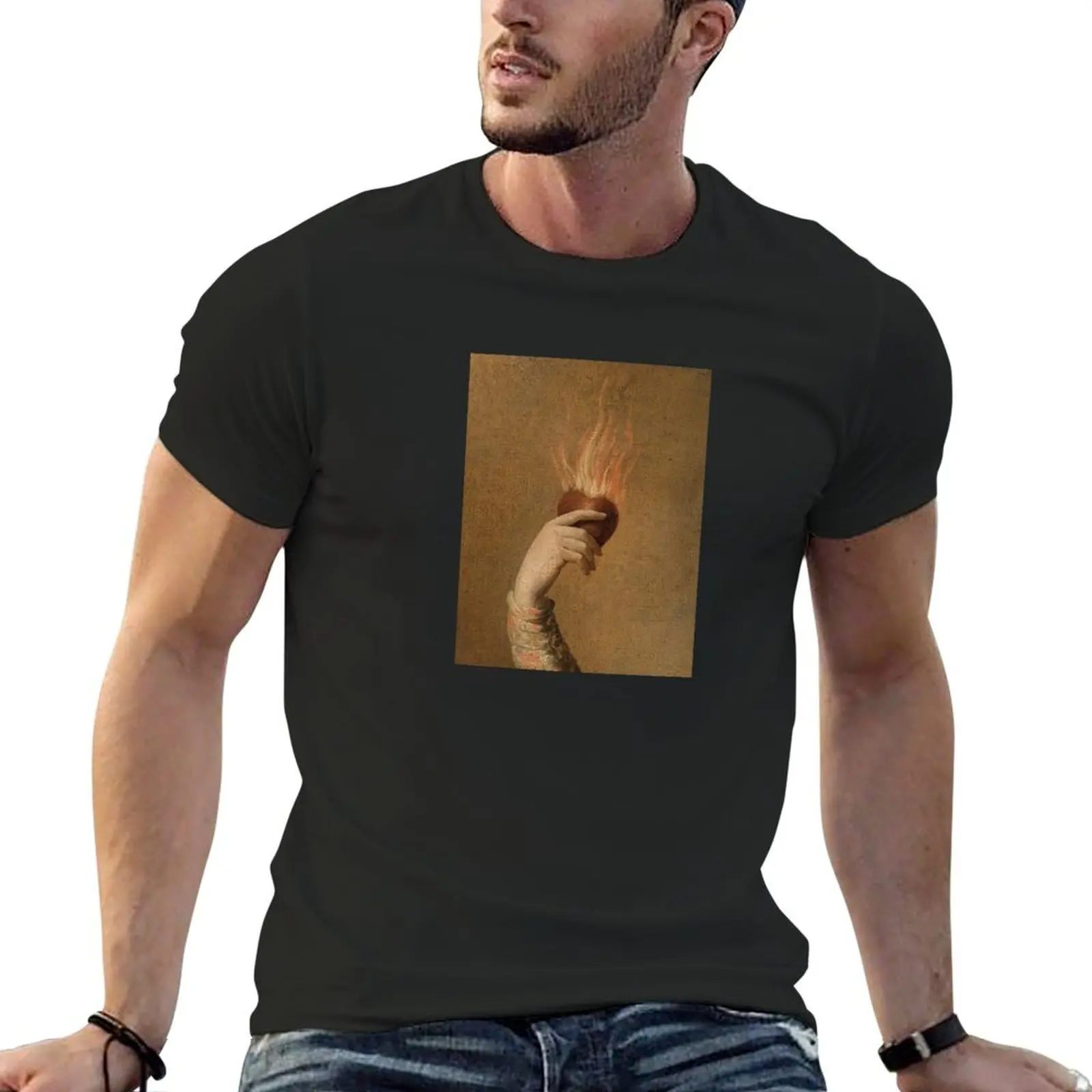 

Heart in flames painting detail T-Shirt cheap stuff quick drying tees mens clothing