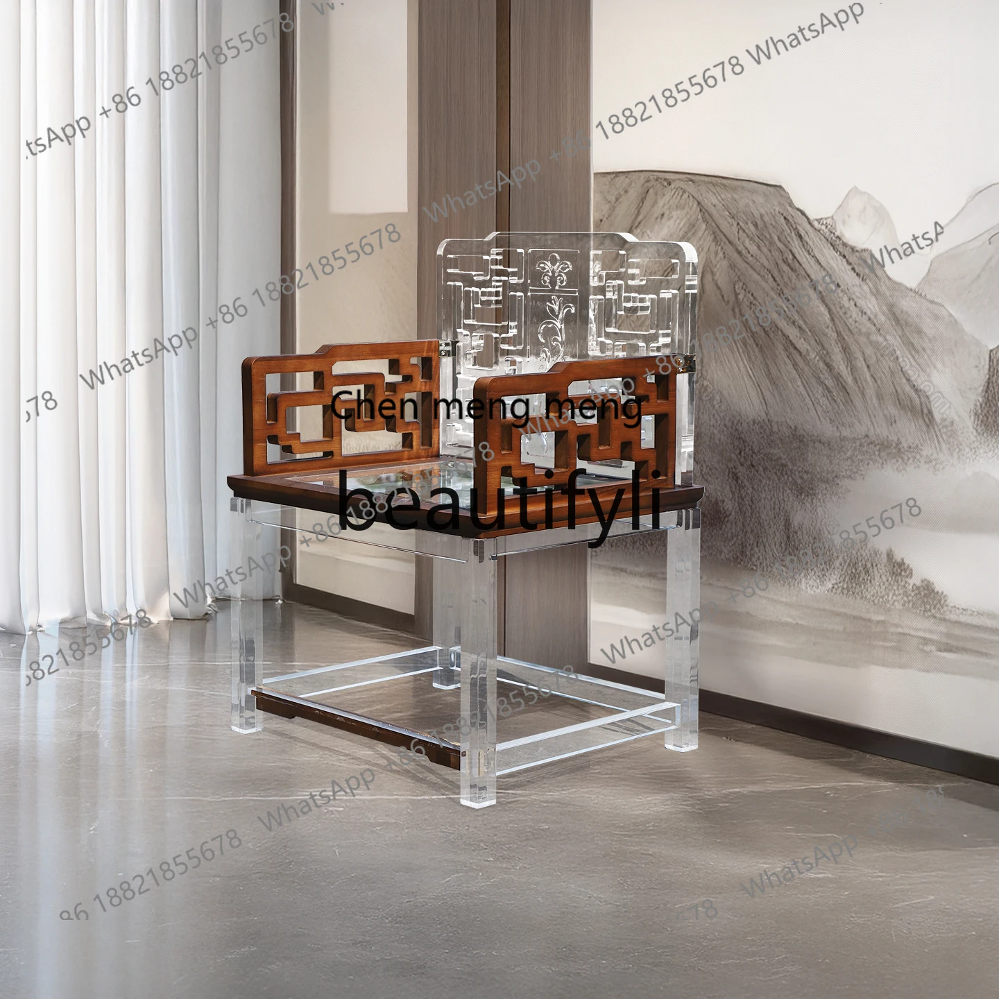 New Chinese style Taishi chair acrylic official hat chair teahouse restaurant store tea table tea table