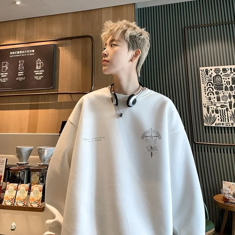 American Hip-hop Print T-shirt Men Autumn 2025 New 100% Cotton Oversize O-neck Casual Long sleeves T-shirt Top Y2k Man clothing