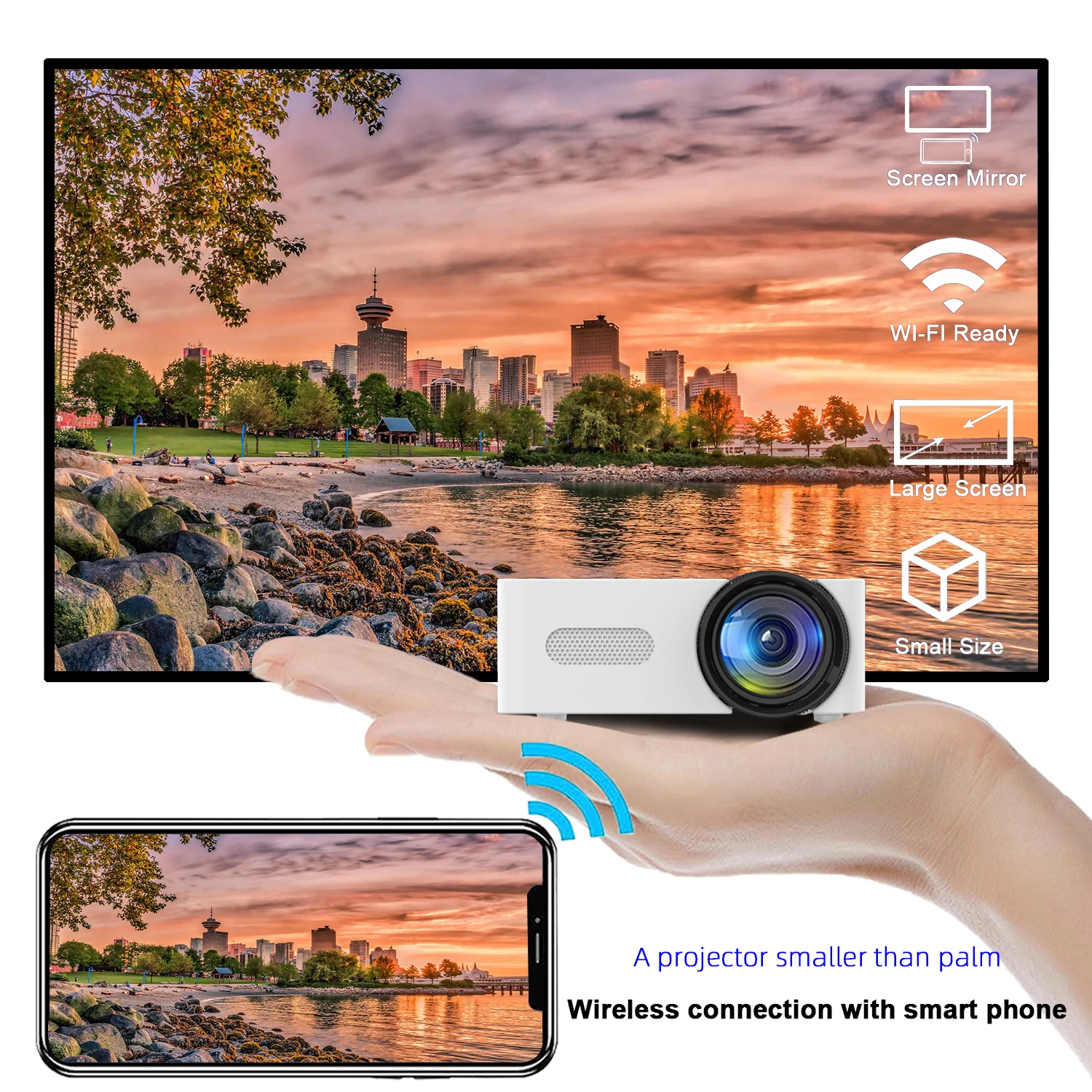 

High definition projector YT100, suitable for watching movies with friends at parties, Christmas gift, birthday gift