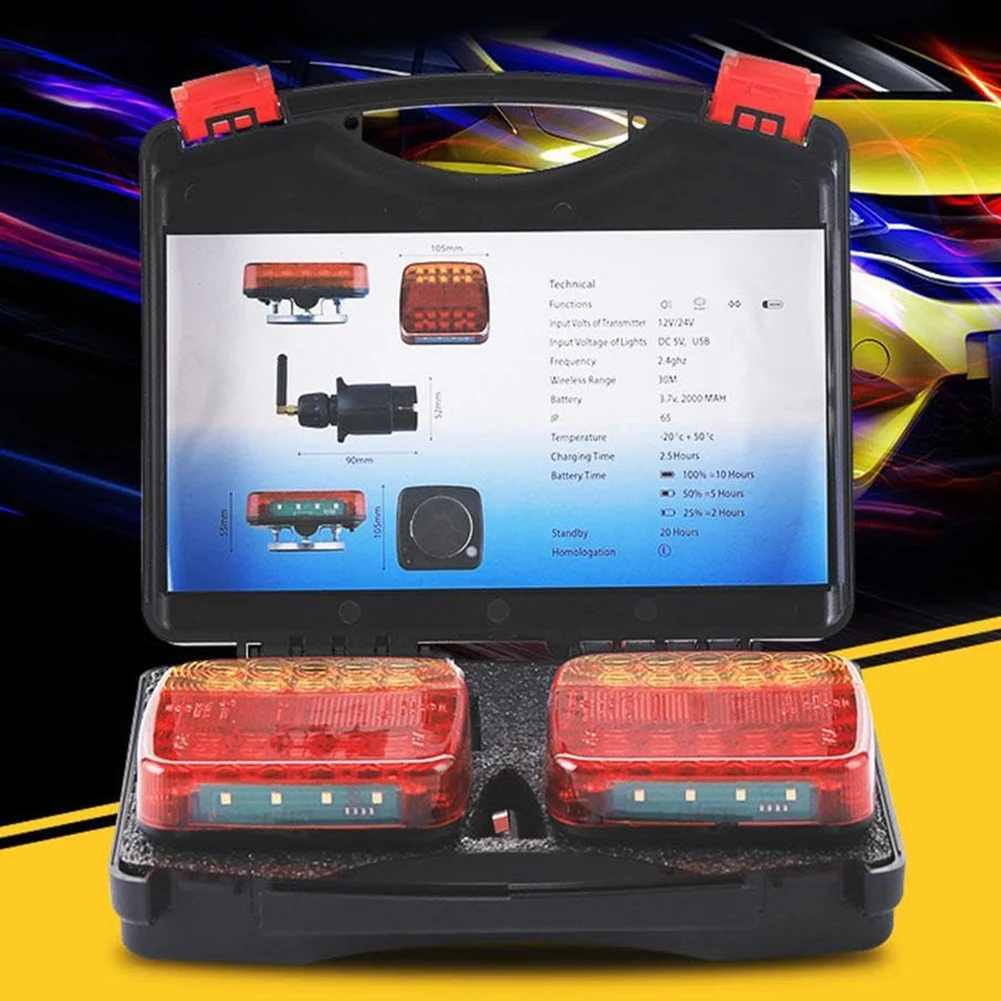 Wireless Trailer Lights Rechargeable Towing Light Kit Portable LED Tow Tail Lights Kit for Trucks Boat RV Vehicle