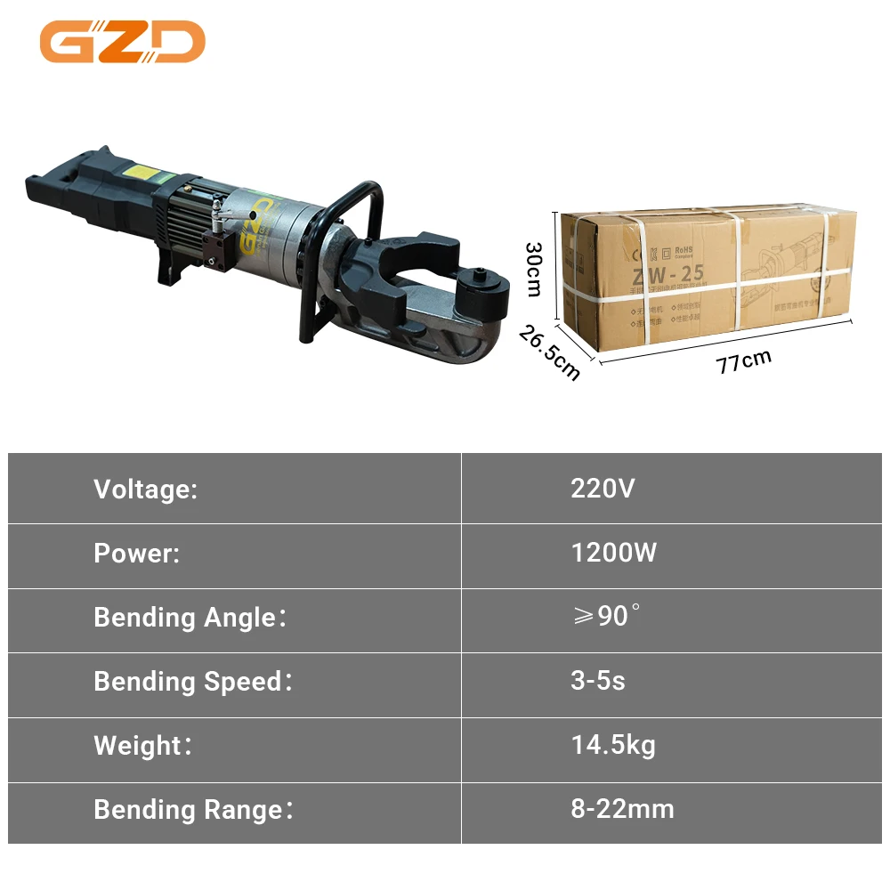 GZD Portable Semi-Automatic Stainless Steel Rebar Arc Hoop Bending Electric Motor & Engine Stirrup Bar Bending Machine