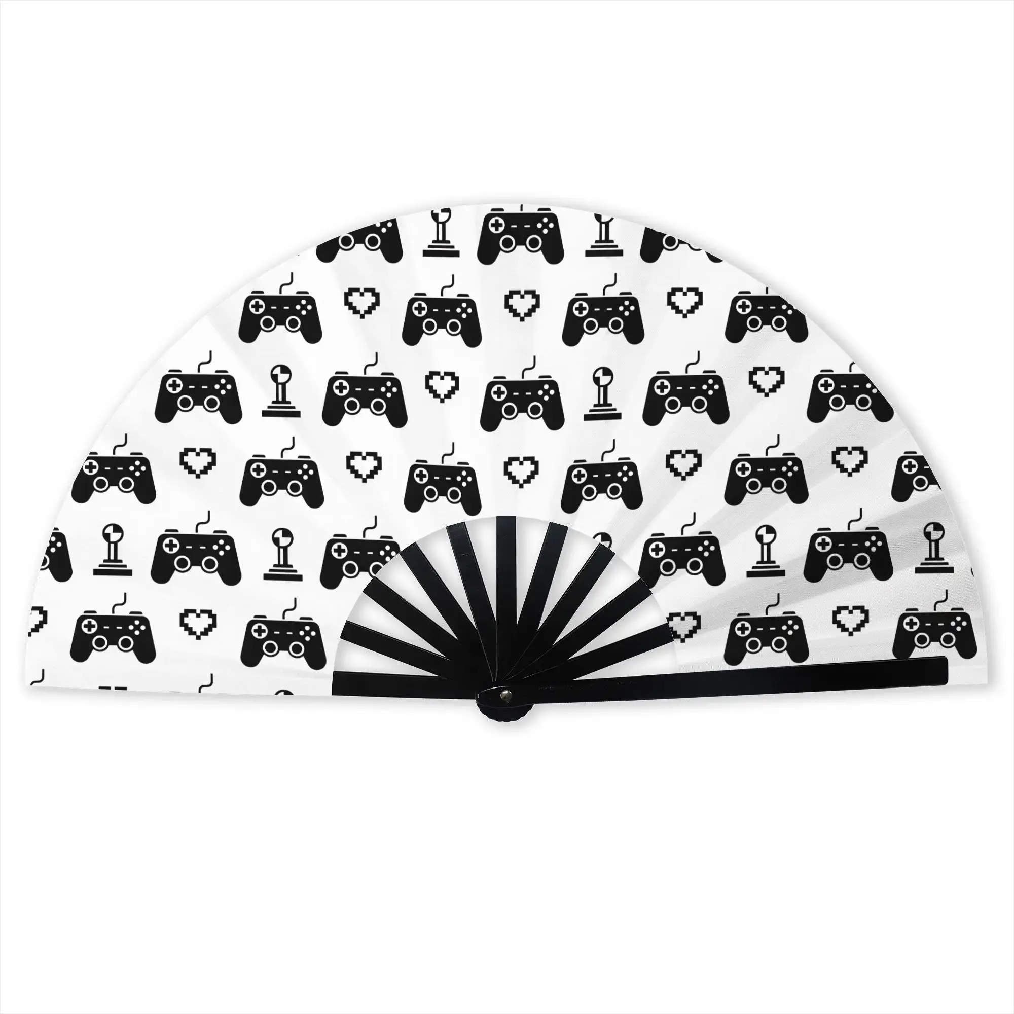 Game Joystick Gamepad Pixel Heart Portable Pocket Fan Outdoor  Folding Fan Chinese Dance Cooling Handheld Fans