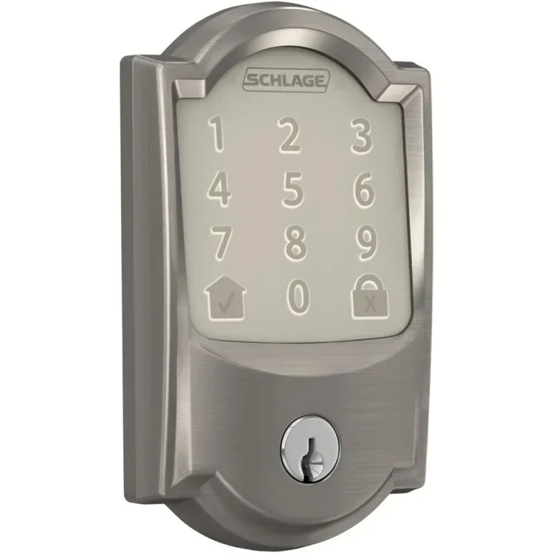 D2BBeat Encode Smart Wi-Fi Deadbolt مع حواف Camelot من النيكل الساتان