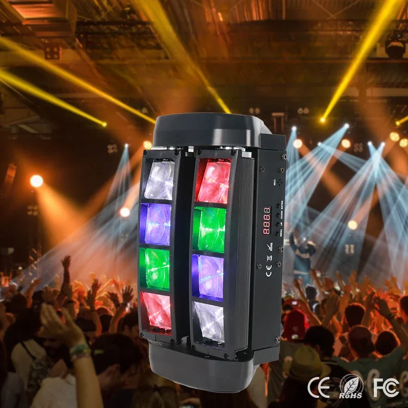 Stage Lighting Effect Eight LED Lights Mini Light RGB Voice Controll Lamp KTV Disco DJ Light Beam Party Club Lasershow Lamps