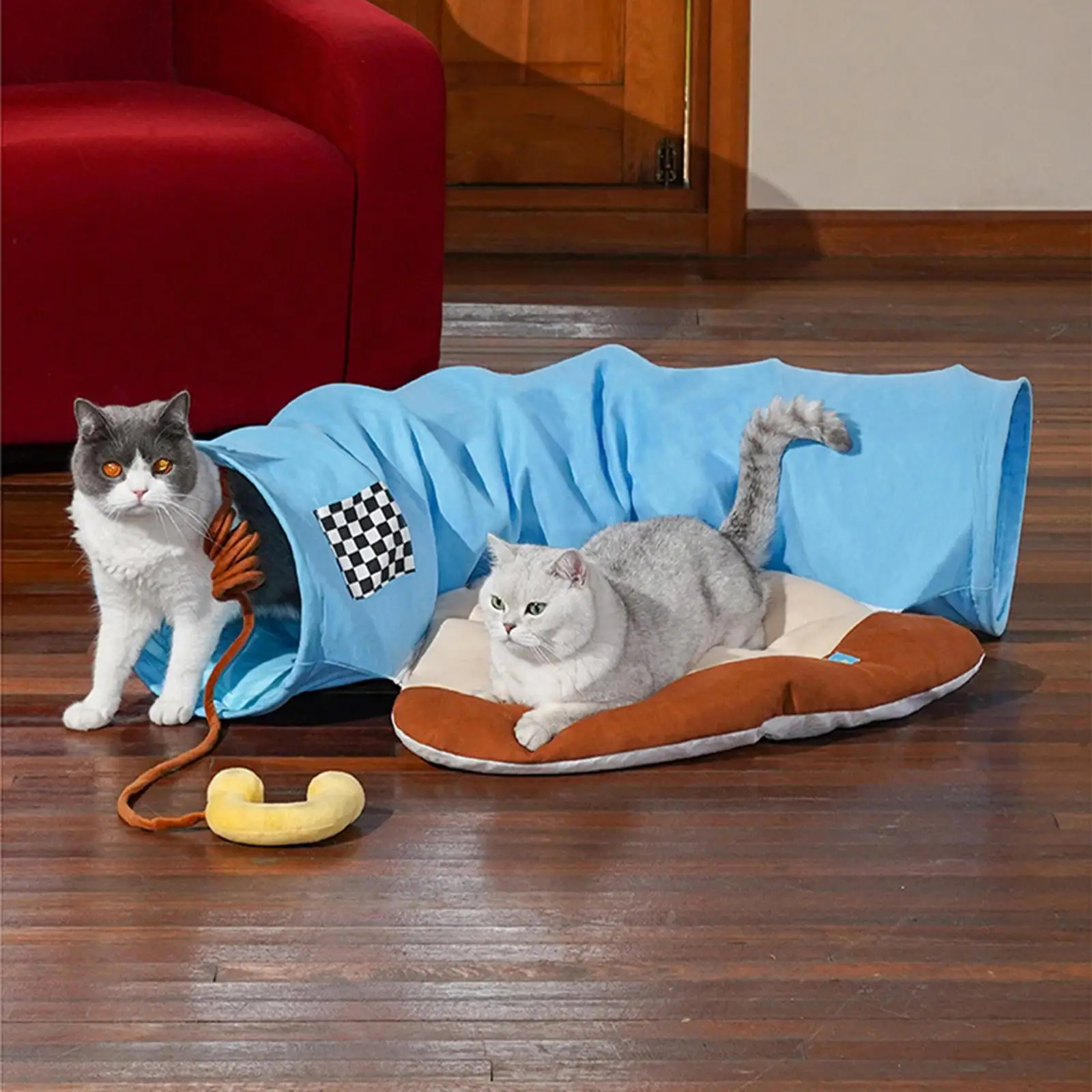 

Cat Tunnel Bed Play Center Playground Kitty Training Interactive Toy Foldable for Cats Ferrets Hamster Dogs Pets