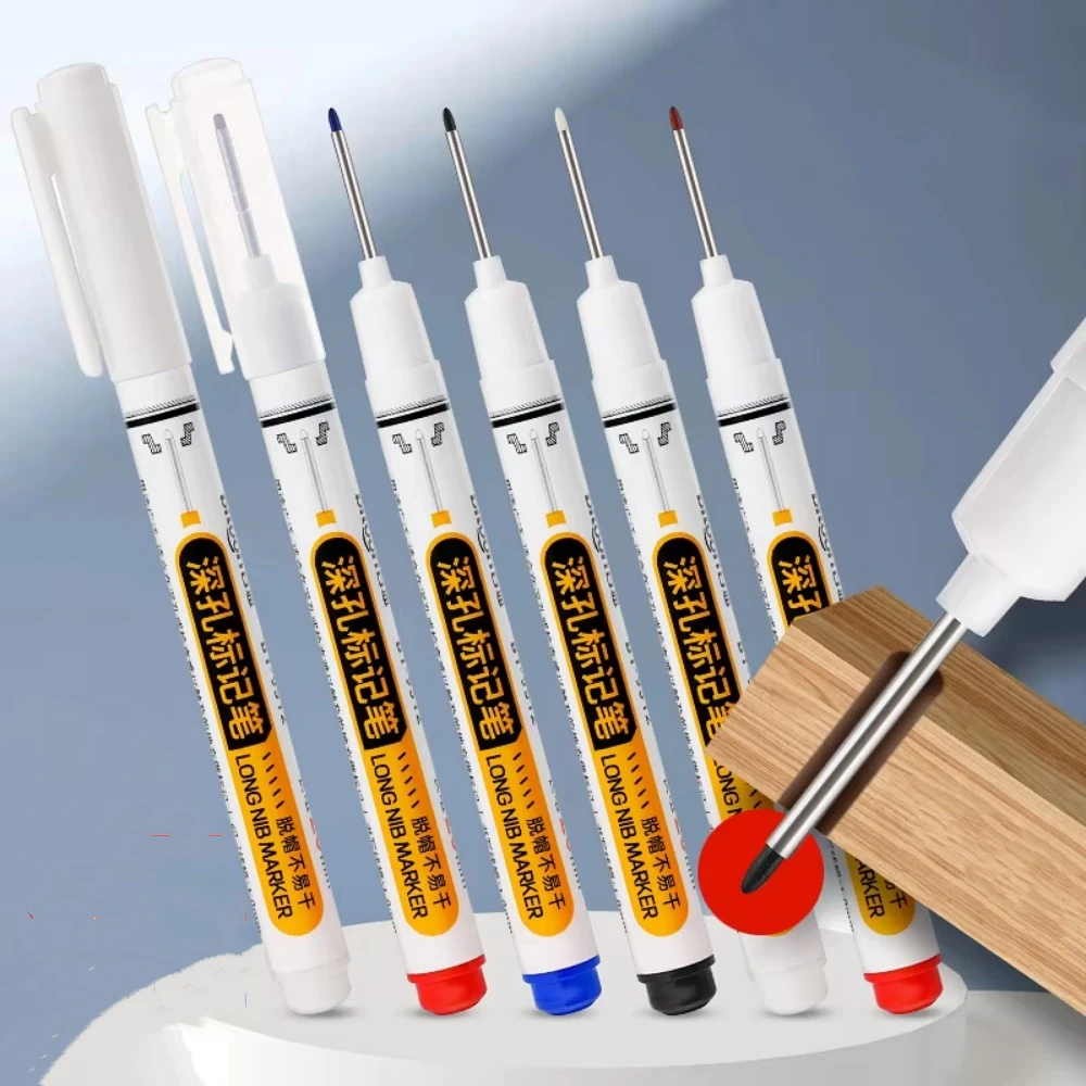 

New 20mm Marker Pen Deep Hole Long Nib Head Metal Perforating Pen Waterproof Carpenter Pen Multi-Purpose Tool