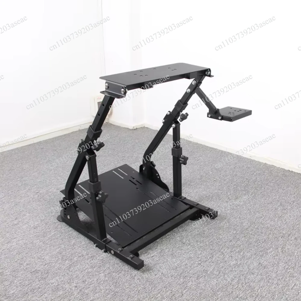 Folding racing simulation steering wheel game bracket mounting panel reinforcement for enhanced stability