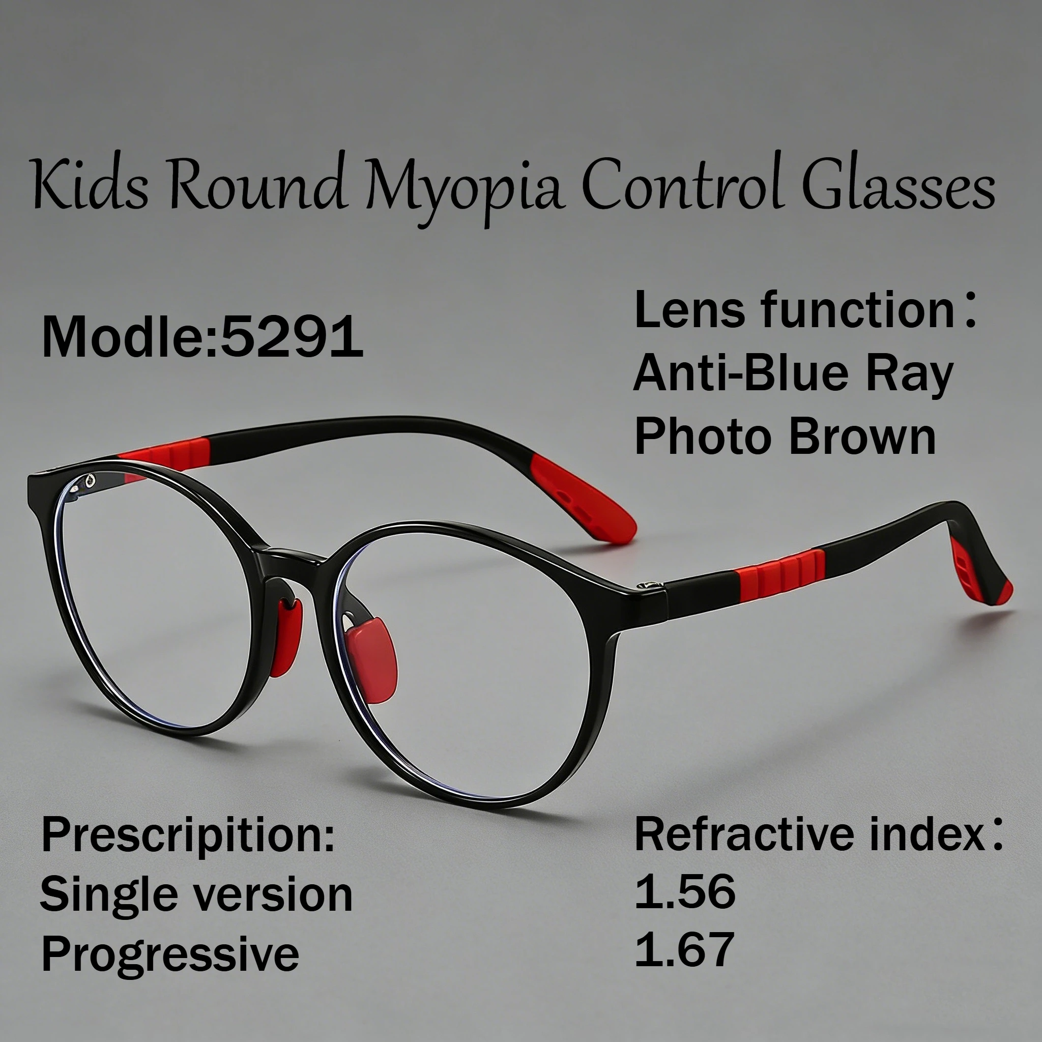 SHINU Kids Round Myopia Control Glasses Blue Light Blocking Prescription Eyeglasses For Girls 5291