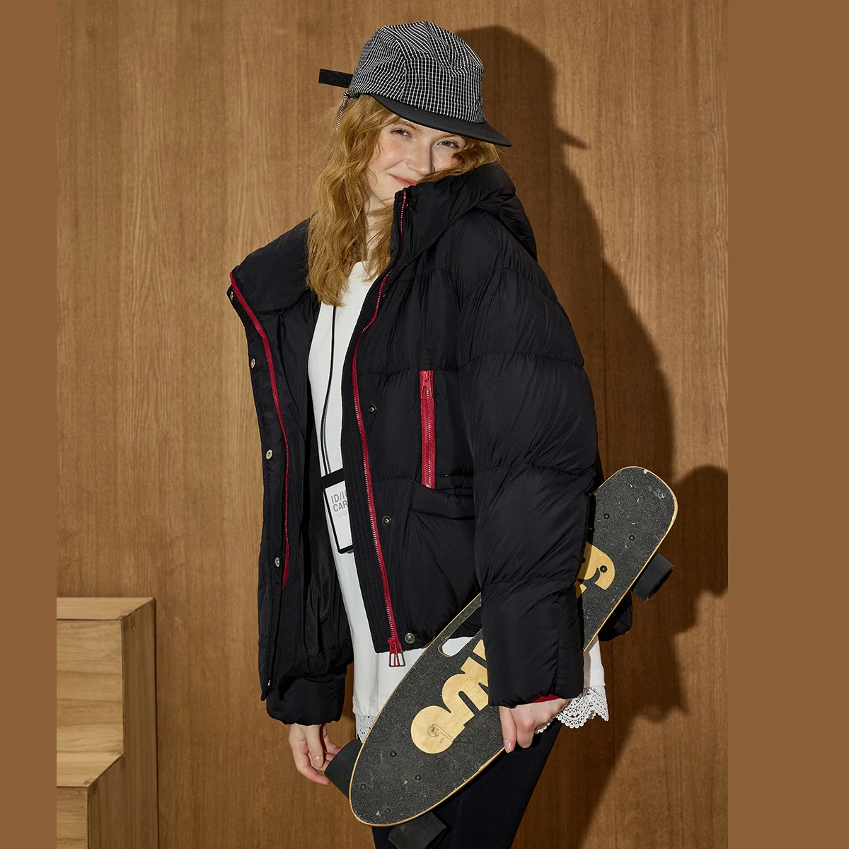 2025 الشتاء المرأة 90% أسفل ملء مقنعين سترة منفوخة الحد الأدنى كبيرة الحجم معطف طويل دافئ فضفاض صالح سترة عادية شيك الشارع الشهير