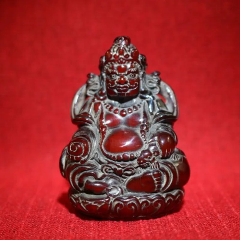 Ox horn Carved Yellow god of wealth Statue Ornaments Craft Gift