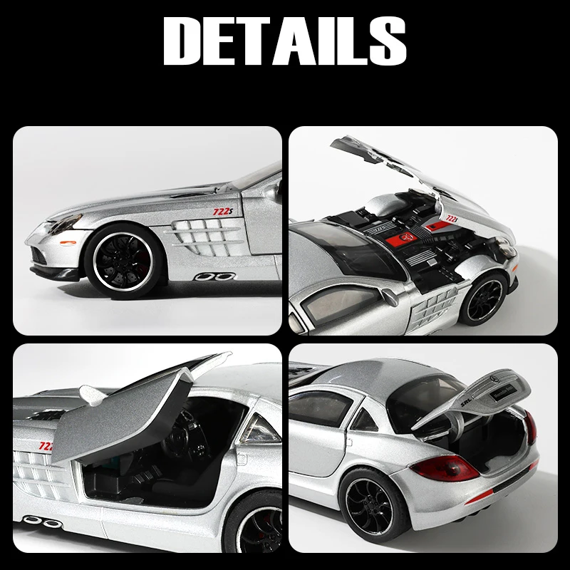 1:32 Mercedes Benz SLR McLaren 722 S Roadster Speedster Supercar alliage métal moulé sous pression modèle voiture Miniature passe-temps Collection cadeaux