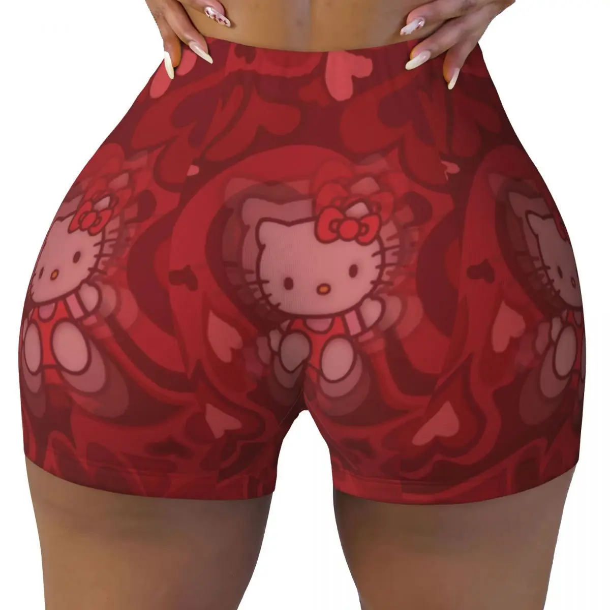 

Изготовленные на заказ шорты Hello Kitty Cat в стиле аниме для тренировок, волейбола, байкерские шорты, женские шорты для спортзала, йоги