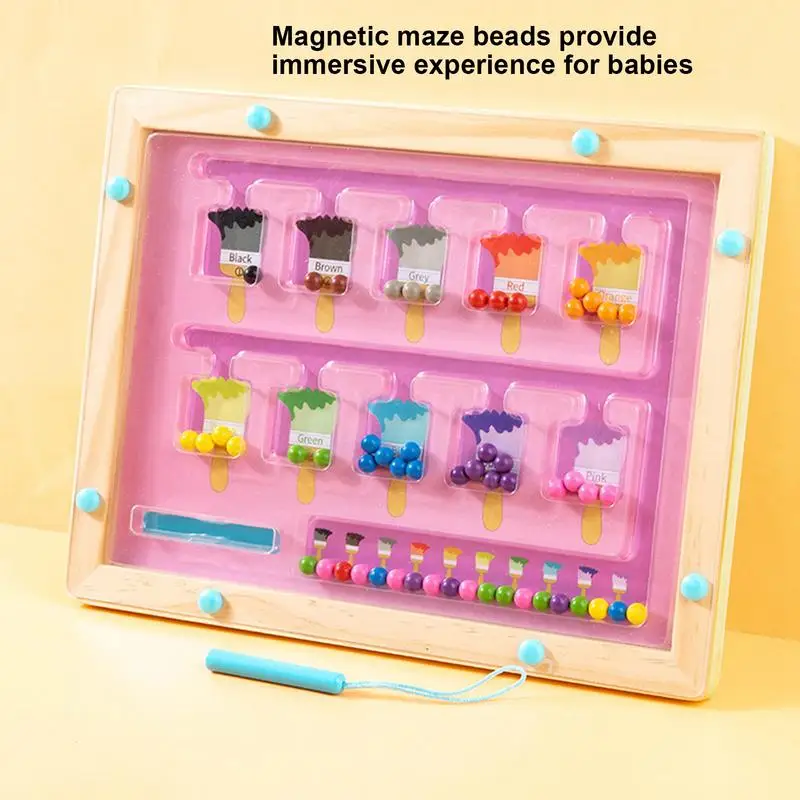 Magnetic Ball Board Magnetic Color Sorting Maze Matching Board Game Toys To Develop Fine Motor Skills Toddler Learning Toys For