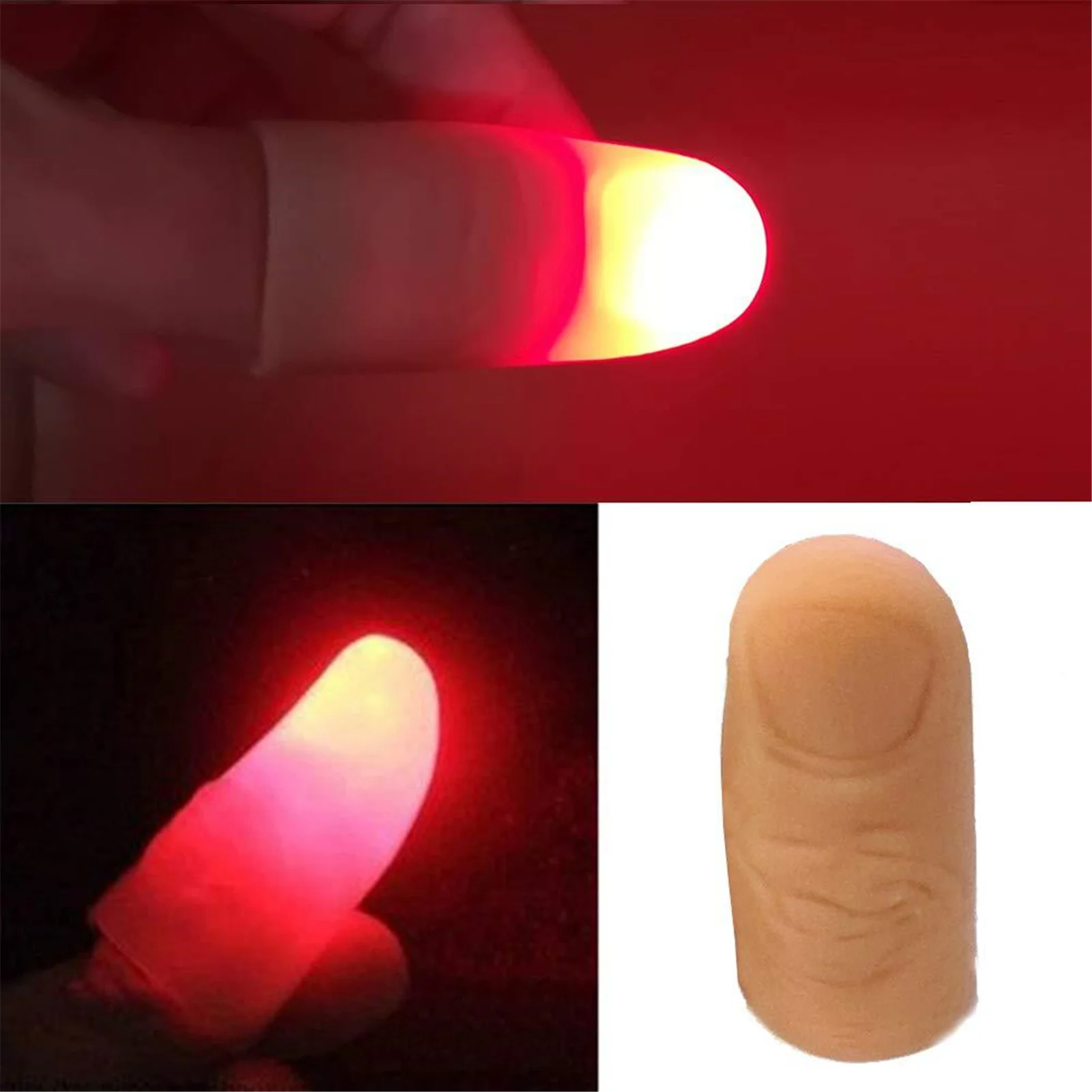 2PCS Magic Trick Fingers Thumbs With LED Battery Powered Magic Props Halloween Party Toys For Children