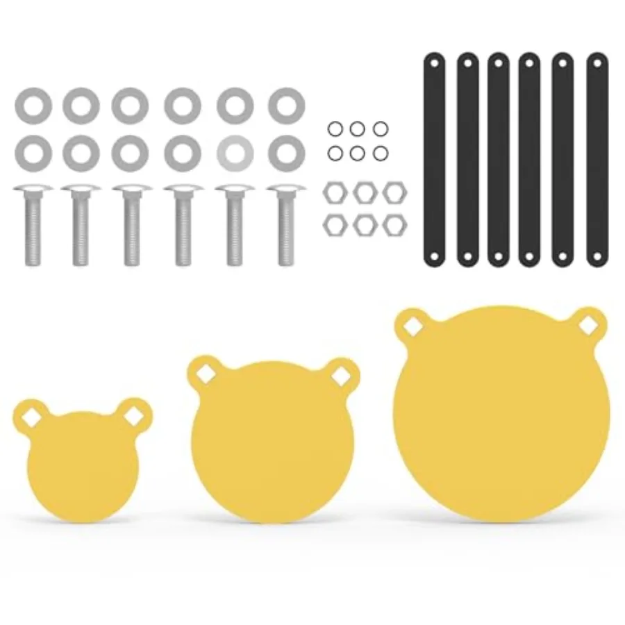 أهداف Gong AR500 مقاس 4 بوصات و6 بوصات و8 بوصات و1/2 بوصة لنطاق الرماية، مجموعة أهداف معدنية، أصفر #1